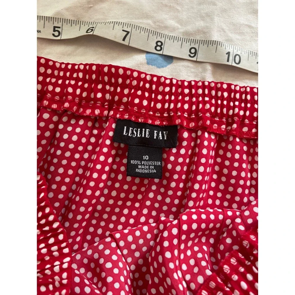 Vintage Leslie Fay Red White Polka Dot Skirt Suit Set Vintage Size 10 Floral